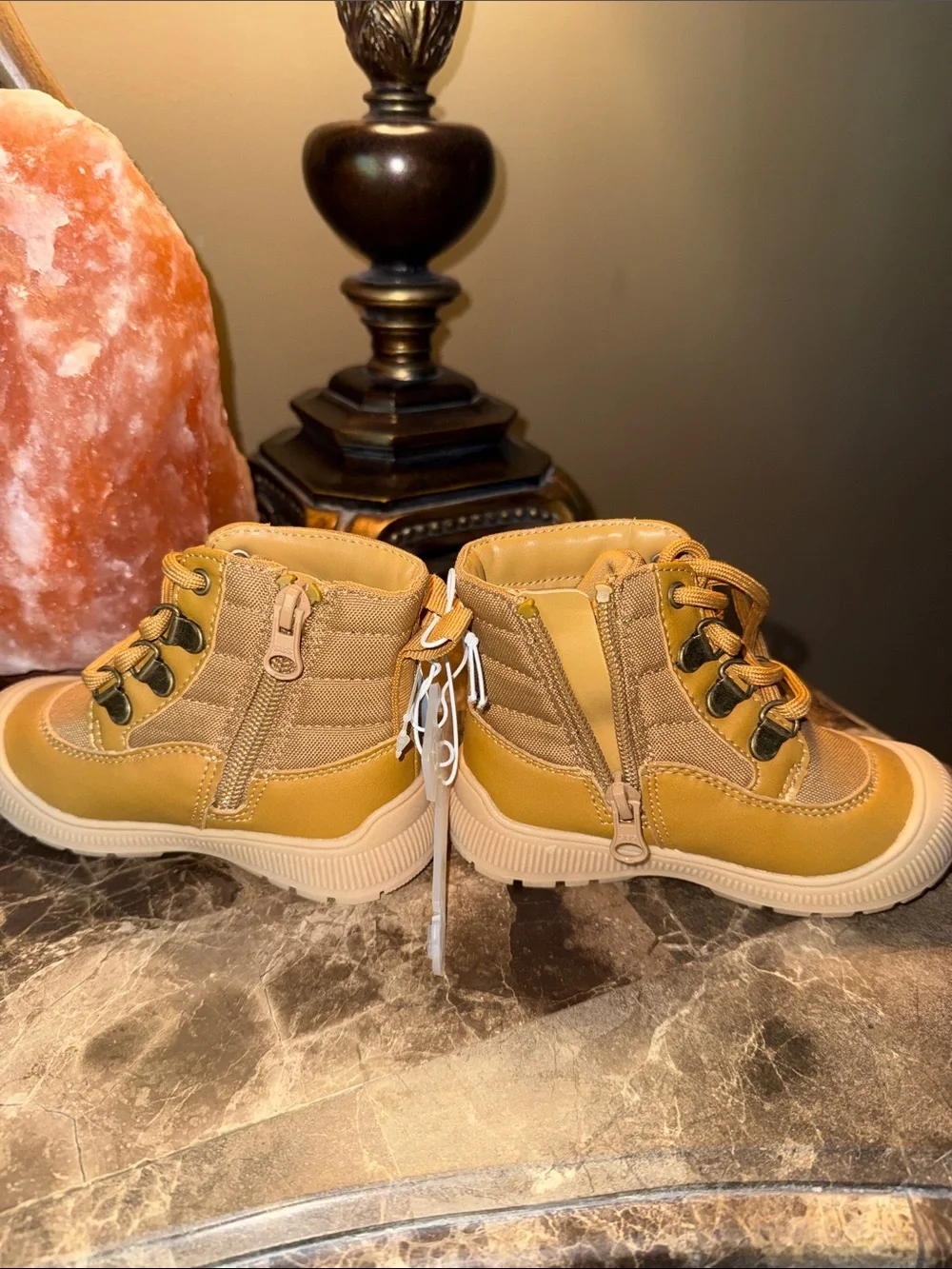 Cat & Jack Mustard Yellow Kids High-Top Lace-Up Boots